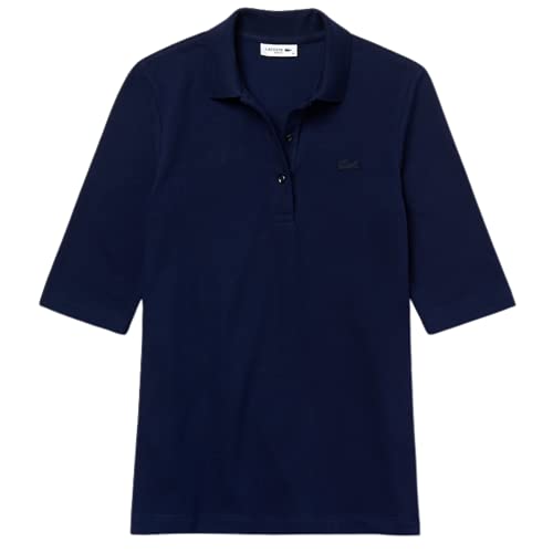 Lacoste Damen Polo-Shirt Kurzarm PF0503, Frauen Polo-Hemd,3 Knopf,Regular Fit,Blau,48 von Lacoste