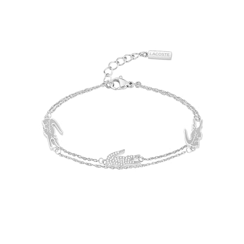 Lacoste Doppeltes Ketten-Armband für Damen Kollektion CROCODILE aus Edelstahl mit Charms in Form eines Krokodils - 2040471 von Lacoste