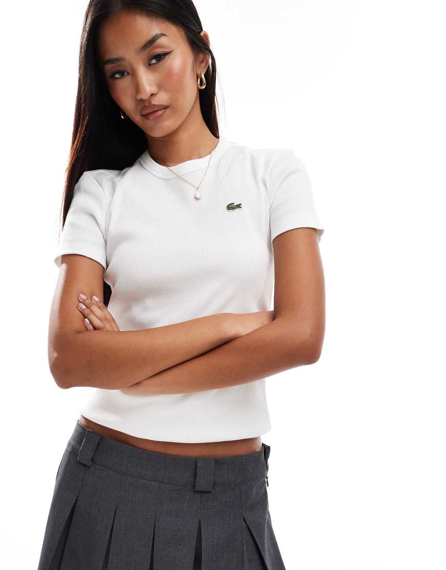 Lacoste - Figurbetontes Logo-T-Shirt in Weiß von Lacoste