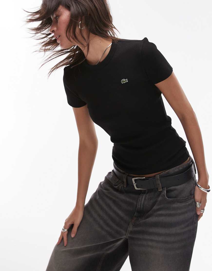 Lacoste - Figurbetontes T-Shirt in Schwarz mit Logo von Lacoste