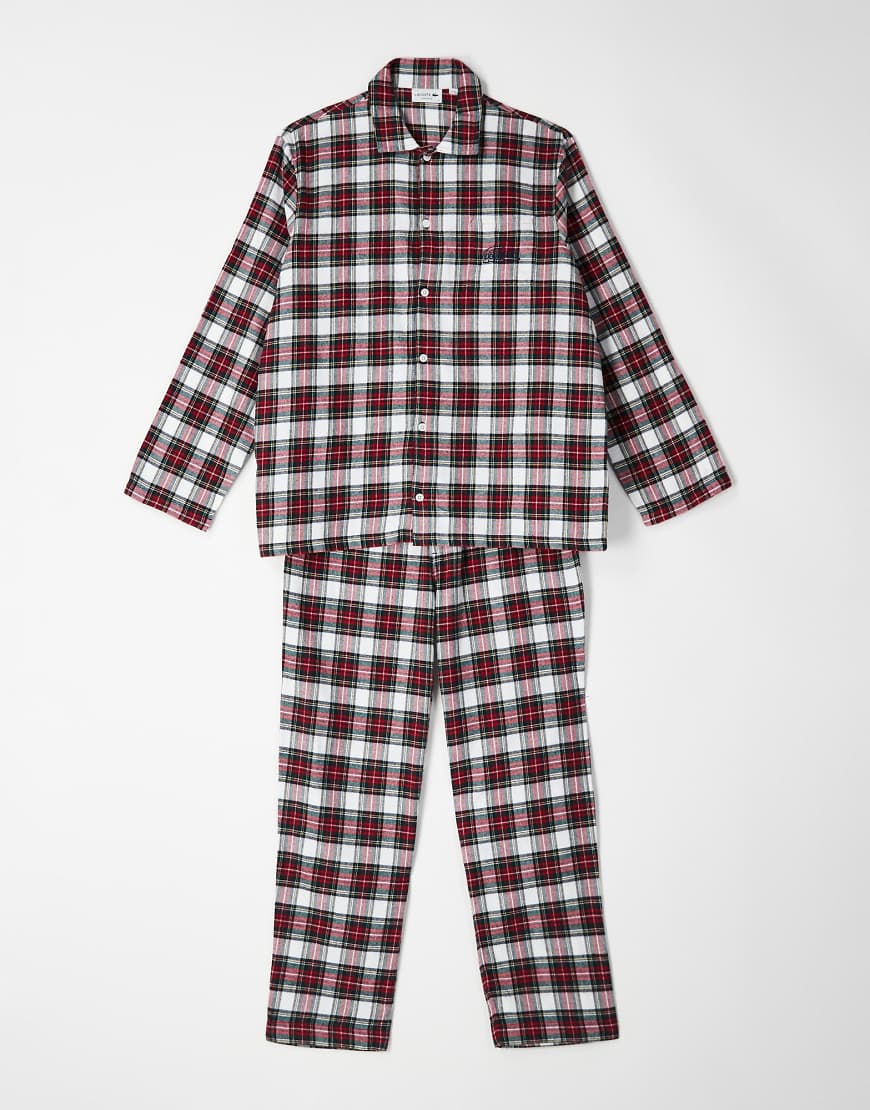 Lacoste - Flanell-Pyjama in Burgunderrot von Lacoste