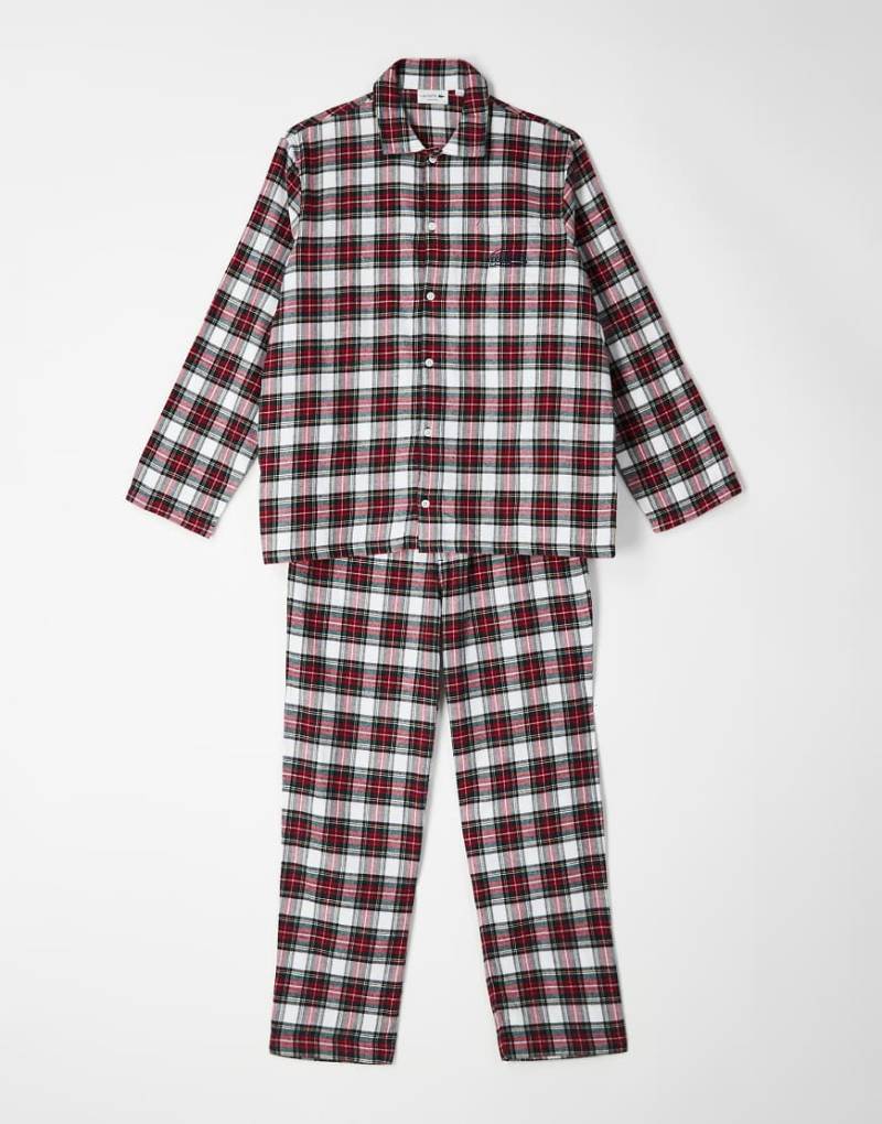 Lacoste - Flanell-Pyjama in Burgunderrot von Lacoste