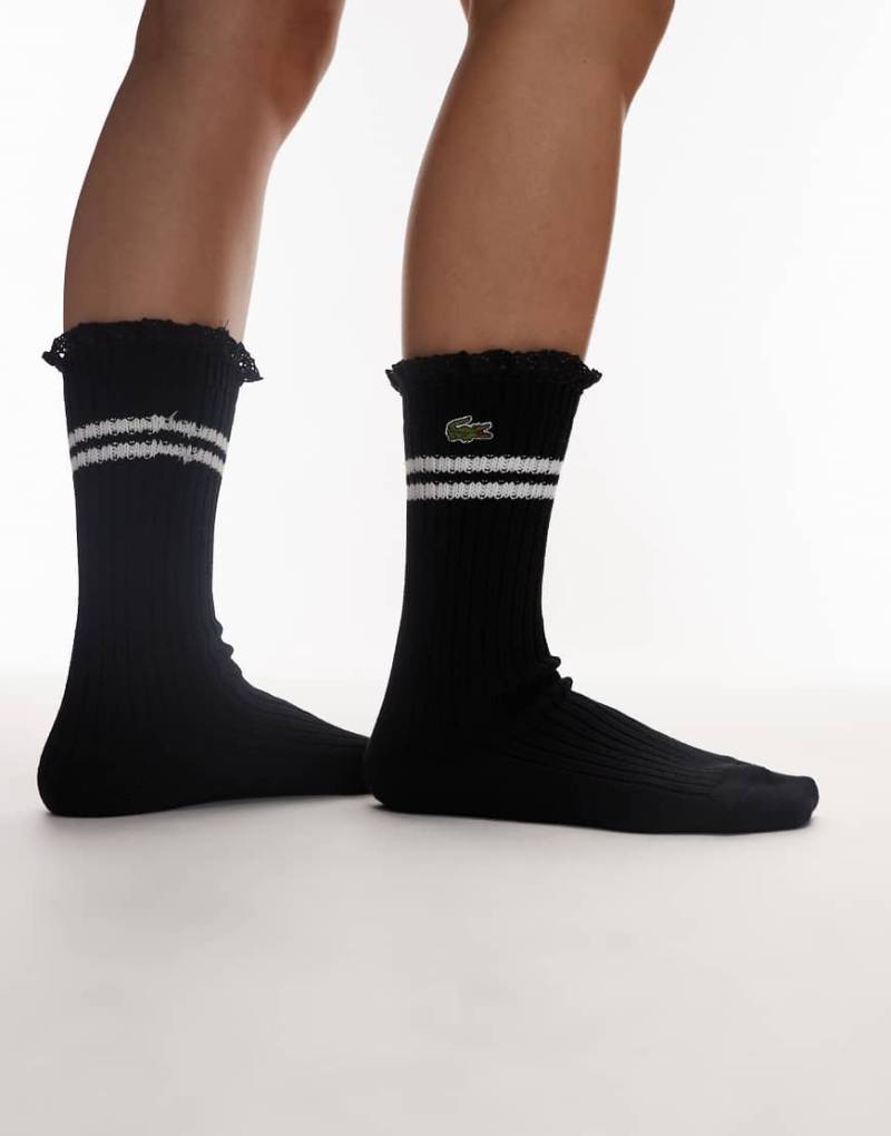 Lacoste - Gerippte Socken in Schwarz von Lacoste