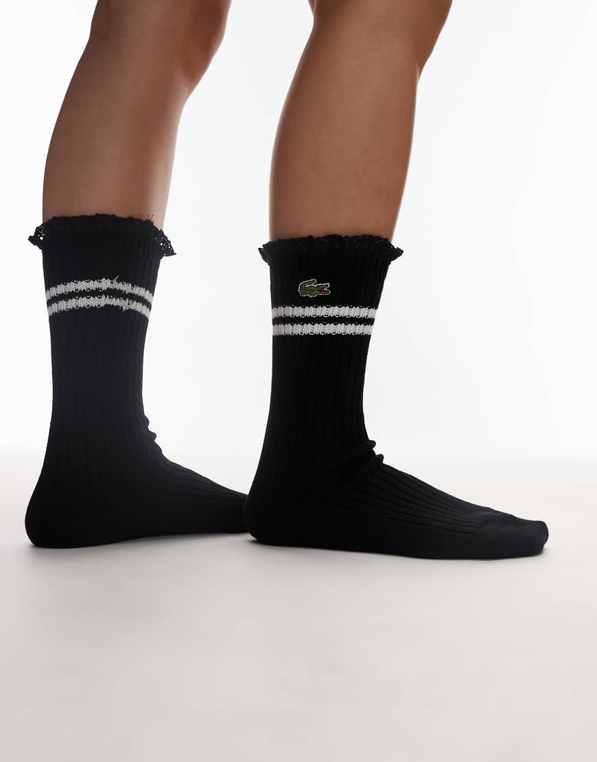 Lacoste - Gerippte Socken in Schwarz von Lacoste