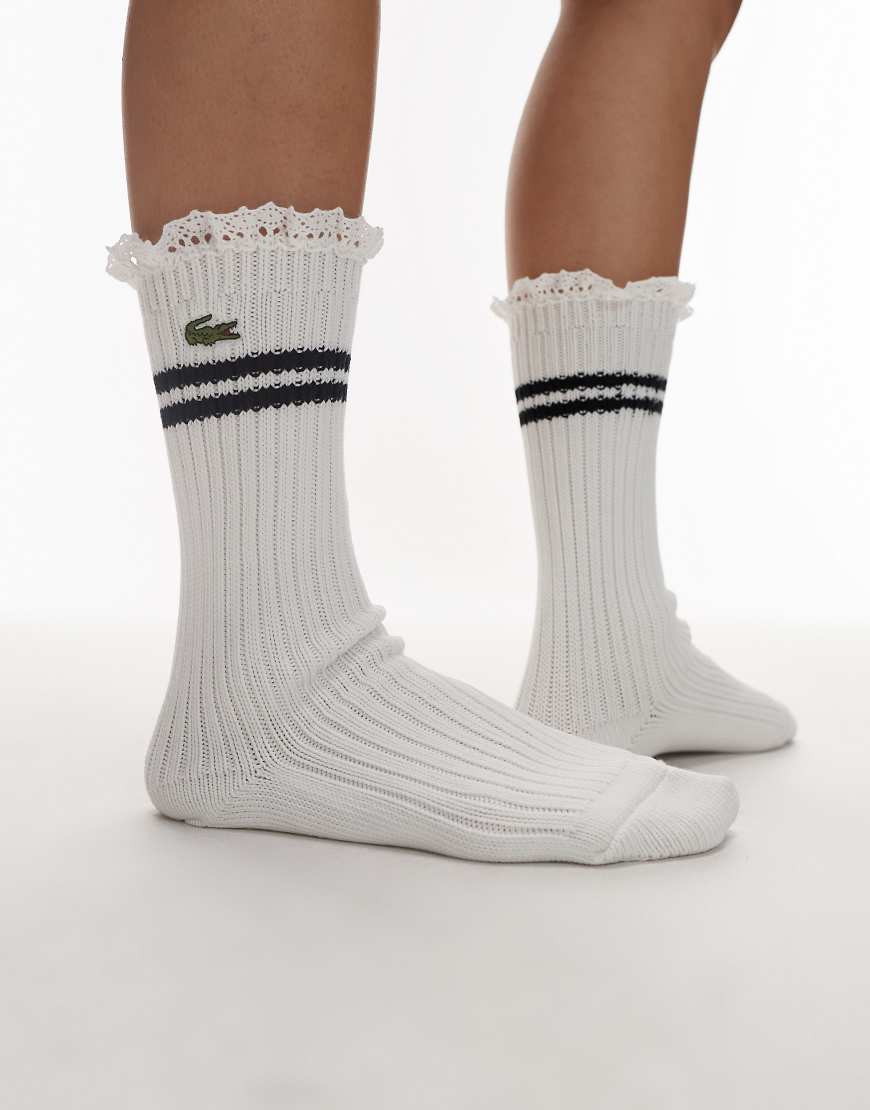 Lacoste - Gerippte Socken in Weiß von Lacoste