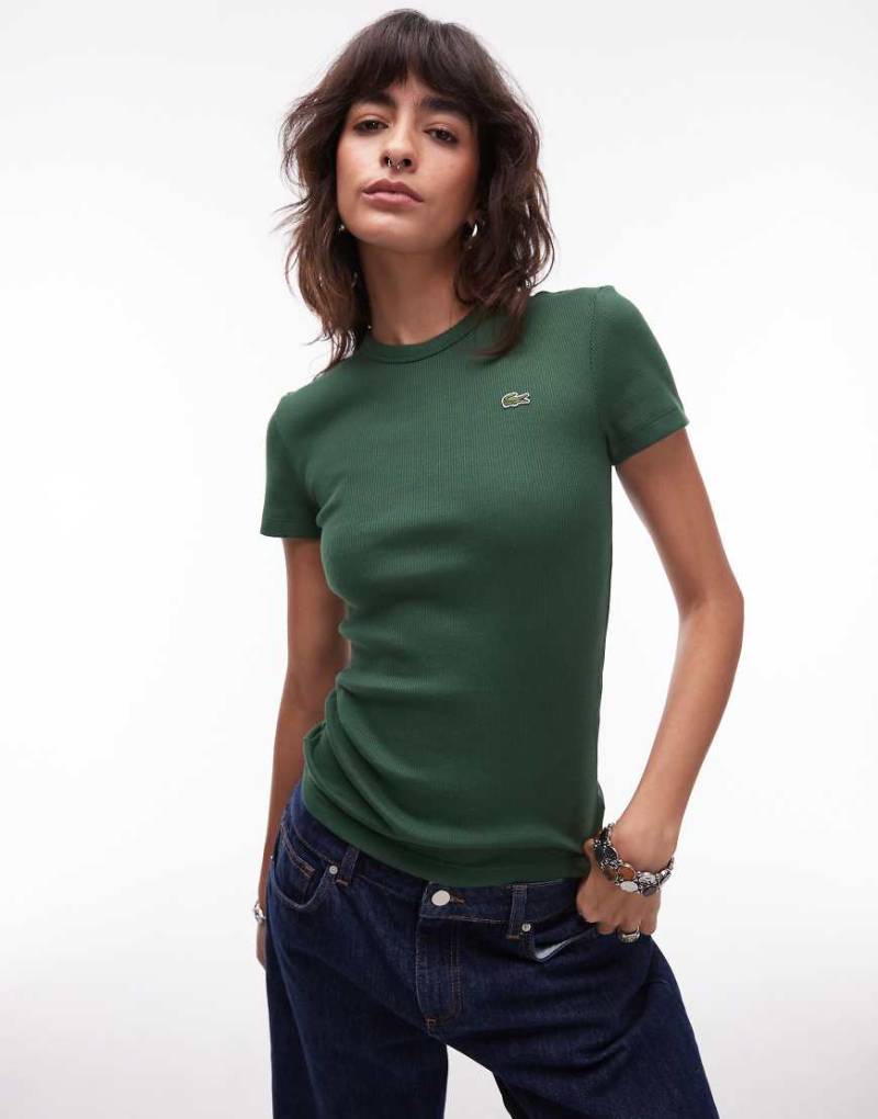 Lacoste - Geripptes T-Shirt in Grün Lacoste - Geripptes T-Shirt in Grün von Lacoste