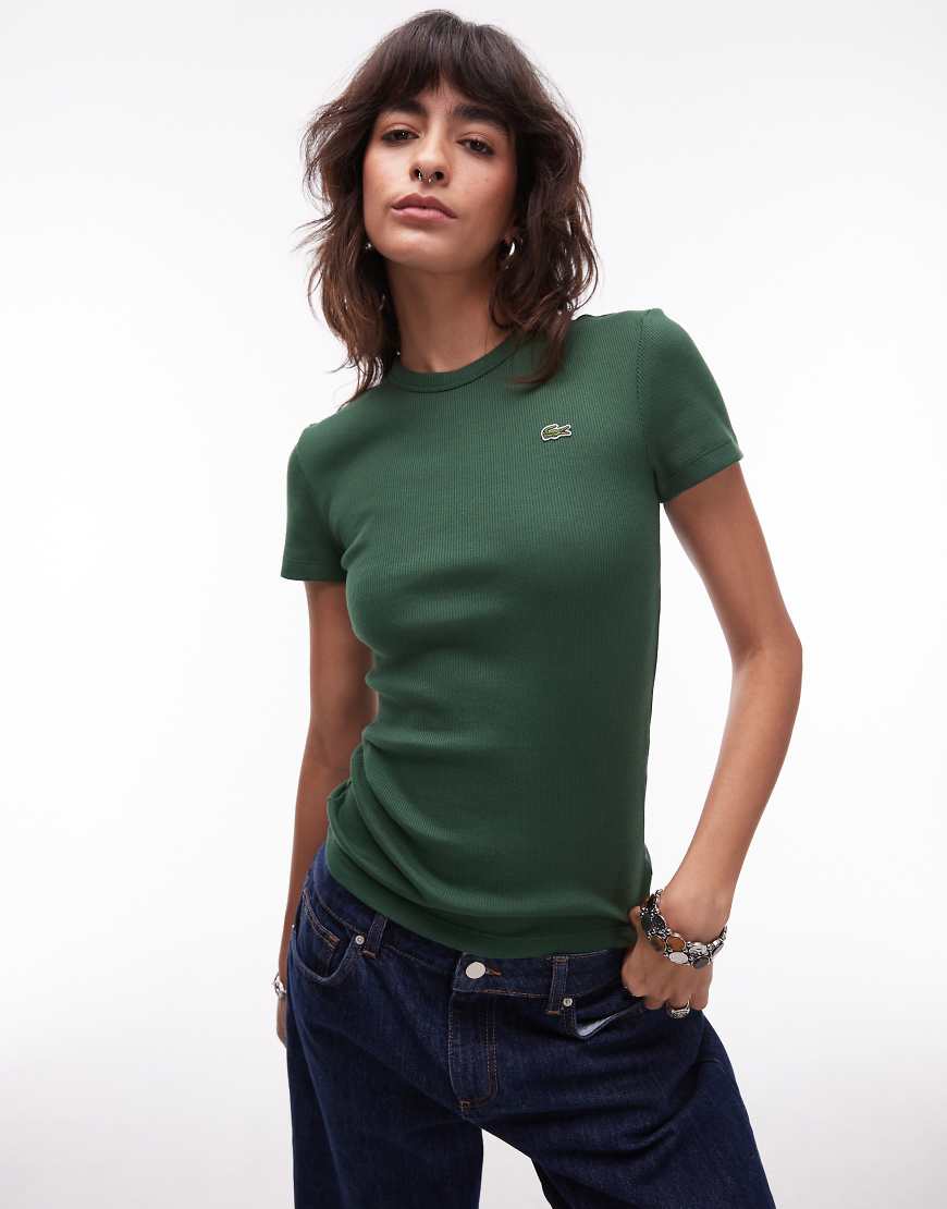 Lacoste - Geripptes T-Shirt in Grün von Lacoste