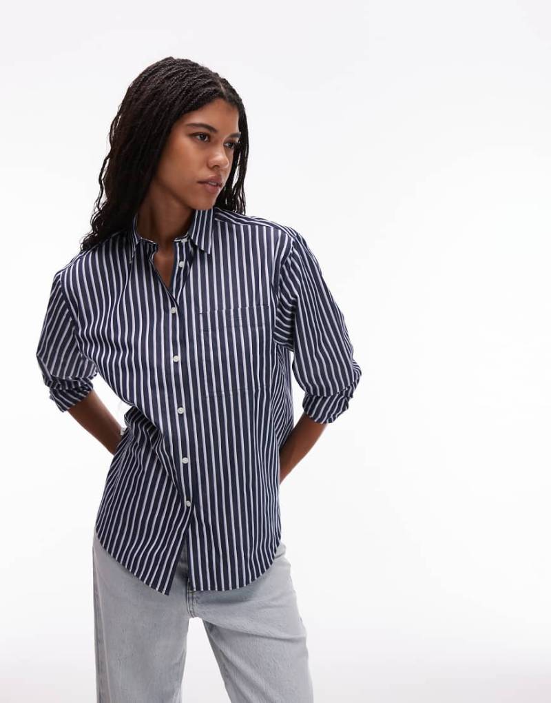 Lacoste - Gestreifte Hemdbluse in Marineblau von Lacoste