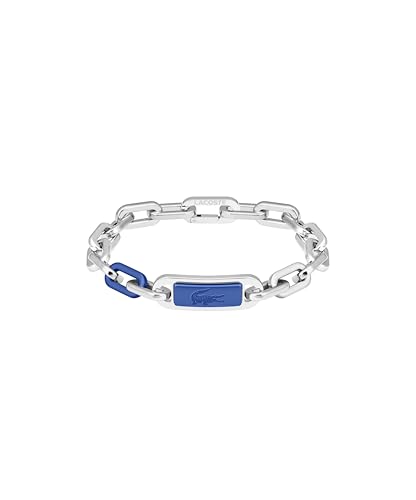 Lacoste Herren Gliederarmband Kollektion CREW aus Edelstahl (Silber oder Gold) mit einer Farbigen Gravierten Plakette Lacoste Herren Gliederarmband Kollektion CREW aus Edelstahl (Silber oder Gold) mit einer Farbigen Gravierten Plakette von Lacoste