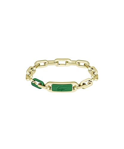 Lacoste Herren Gliederarmband Kollektion CREW aus Edelstahl (Silber oder Gold) mit einer Farbigen Gravierten Plakette von Lacoste