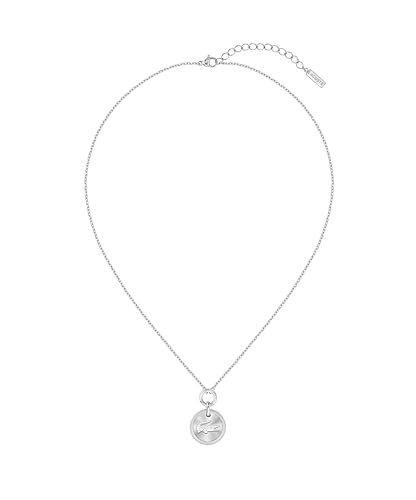 Lacoste Damen Schmuck Kollektion MEMENTO aus Edelstahl mit Krokodilgraviertem Anhänger – Halskette, Armband und Steckerohrringe von Lacoste