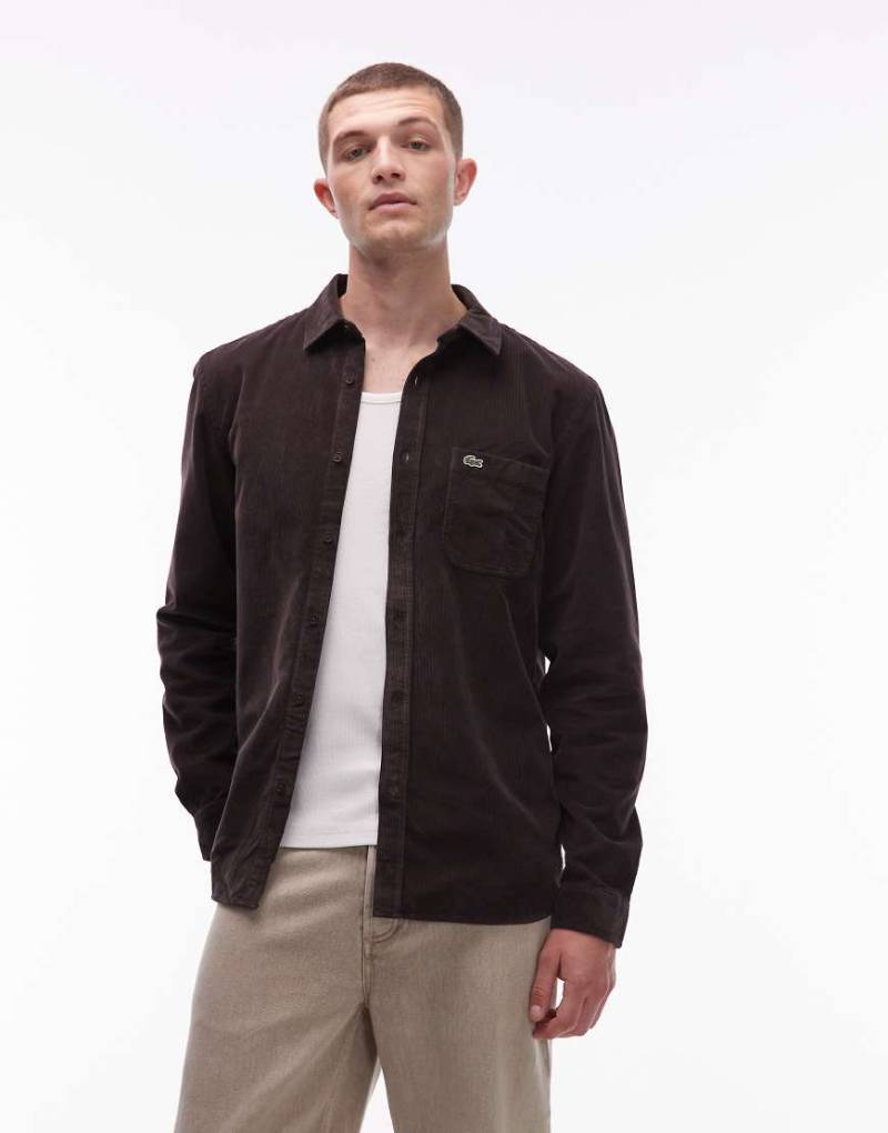 Lacoste - Hemd in Braun mit Brusttasche-Brown von Lacoste