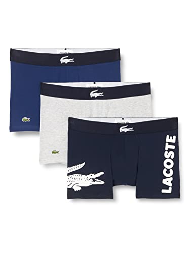 Lacoste Herren 5H1803 Boxershorts, Marine/Blanc-Argent Chine, XL (3er Pack) von Lacoste