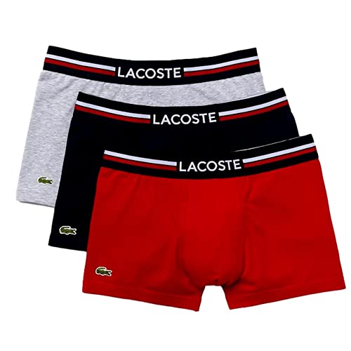 Lacoste Herren 5H3386 Boxershorts, Marine Argent Chine Rouge, M (3er Pack) von Lacoste