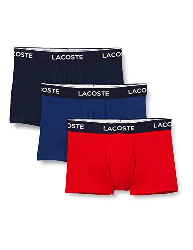 Lacoste Herren 5H3389 Boxershorts, Marine/Rouge-Methylene, XS (3er Pack) von Lacoste