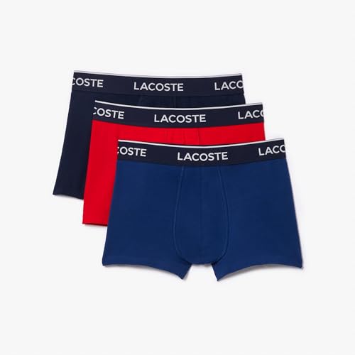 Lacoste Herren 5H3389 Boxershorts, Marine/Rouge-Methylene, XL (3er Pack) von Lacoste
