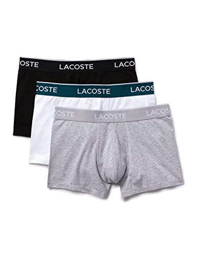 Lacoste Herren 5H3389 Boxershorts, Noir/Blanc-Argent Chine, S (3er Pack) von Lacoste