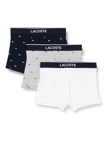 Lacoste Herren 5H3411 Badehose, Argent Chine/Marine-Blanc, M (3er Pack) von Lacoste