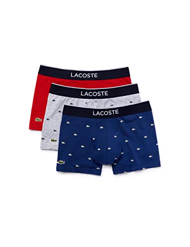 Lacoste Herren 5H3411 Boxershorts, Methylene/Argent Chine-Ro, XL (3er Pack) von Lacoste