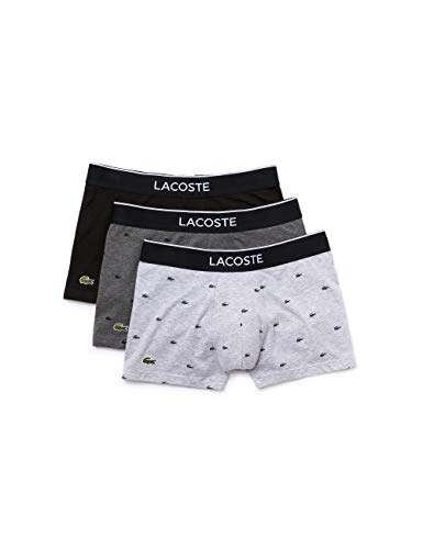 Lacoste Herren 5H3411 Boxershorts, Noir/Bitume Chine-Argent, S (3er Pack) von Lacoste