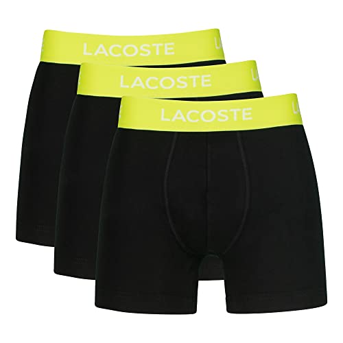 Lacoste Herren 5H8387 Boxershorts, Männer 3er-Set,Untershosen,Pants,Shorts,Unterwäsche,Basics,kurz,Regular Fit,Black/LIMEIRA (6VT),S von Lacoste