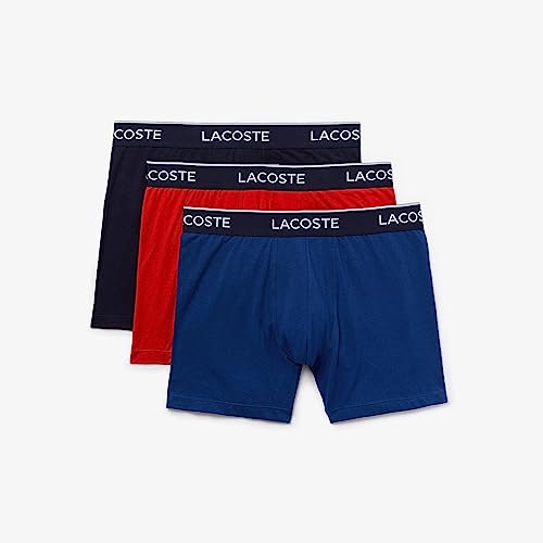 Lacoste Herren 6H3420 Long Man Boxer, Marine/Rouge-Methylene, M (3er Pack) von Lacoste