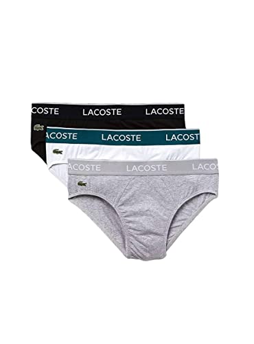 Lacoste Herren 8H3472 Unterhose, Noir/Blanc-Argent Chine, XXL (3er Pack) von Lacoste