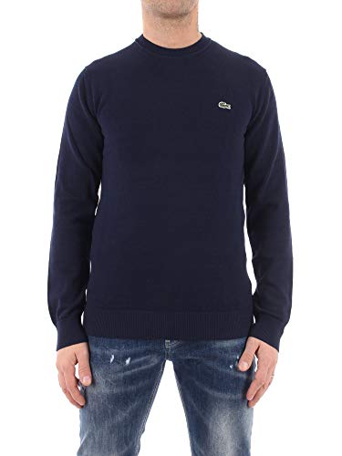 Lacoste Herren Pullover Rundhals AH2193, Männer Basic Strickpulli,Regular Fit,Blau,2 (XS) von Lacoste