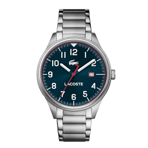 Lacoste Analog Quarzuhr für Herren Kollektion Continental mit Silbernes Edelstahlarmband - 2011022 von Lacoste