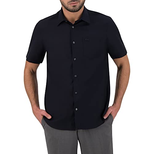 Lacoste Herren Businesshemd Kurzarm CH8528, Männer Hemd,einfarbig,Sommer,Regular Fit,Blau,40 von Lacoste