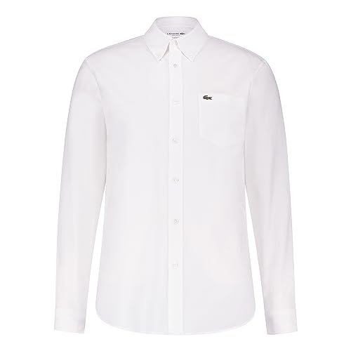 Lacoste Herren Businesshemd Langarm CH1911, Männer Hemd,einfarbig,Regular Fit,Weiß,41 von Lacoste