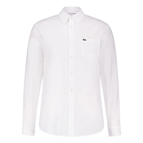 Lacoste Herren Businesshemd Langarm CH1911, Männer Hemd,einfarbig,Regular Fit,Weiß,43 von Lacoste