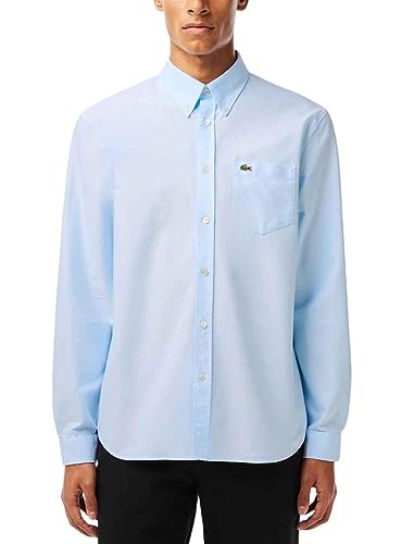 Lacoste Herren Businesshemd Langarm CH1911, Männer Hemd,einfarbig,Regular Fit,Weiß,45 von Lacoste