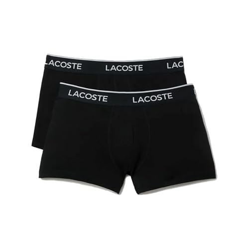 Lacoste Herren Cotton Stretch Logo Trunk 2er Pack Schwarz, Schwarz , XL von Lacoste