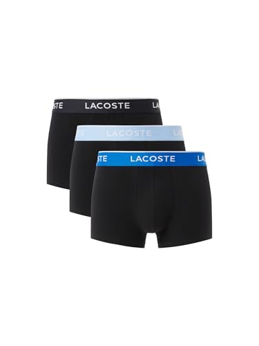 Lacoste Herren Cotton Stretch Logo Trunk 3er Pack Black/Light Blue/Blue, Schwarz/Hellblau/Blau, M von Lacoste