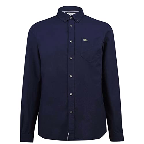 Lacoste Herren Freizeithemd Langarm CH0204, Männer Hemd,Button-down,einfarbig,Regular Fit,Blau,38 von Lacoste