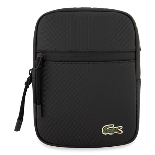 Lacoste Herren Henkeltasche S FLAT CROSSOVER BAG, Handtasche,Umhängetasche,Schultertasche,SCHWARZ/WEISS (M66),Einheitsgröße (One Size) von Lacoste