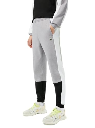 Lacoste Herren-Jogging gebürstetem Baumwollfleece - Silber/Schwarz/Weiß - XL von Lacoste