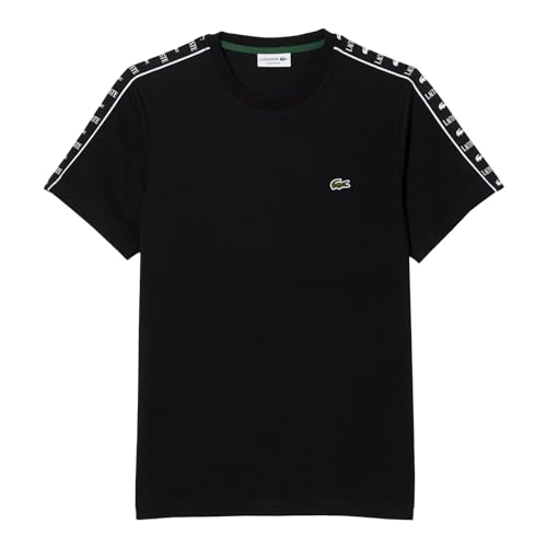 Lacoste Herren Kurzarmshirt Shirt T-Shirt mit Logostreifen, Farbe:Schwarz, Artikel:-031 Black, Größe:M von Lacoste