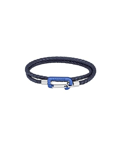 Lacoste Herren Lederarmbänder Kollektion MATT aus Doppelt Gewickeltem Leder mit Farbiger Karabinerverschluss – Erhältlich in Braun, Marineblau oder Schwarz von Lacoste