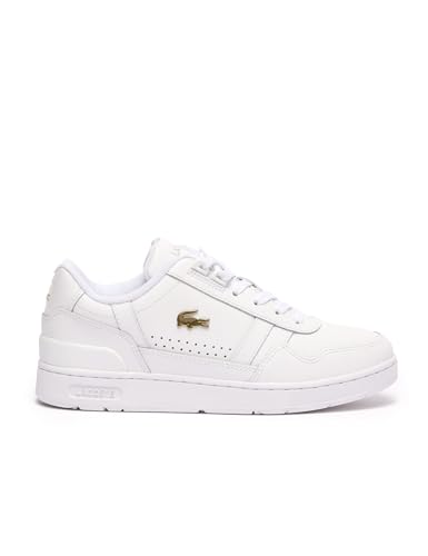 Lacoste Herren Low-Top Sneaker T-Clip 0120 2 SMA, Männer Halbschuhe,schnürschuhe,schnürer,Business,Freizeit,WHT/GLD (216),37 EU / 4 UK von Lacoste