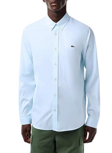 Lacoste Herren Oberhemd Langarm CH2933, Männer Hemd,Button-down,einfarbig,Regular Fit,Blau,45 von Lacoste