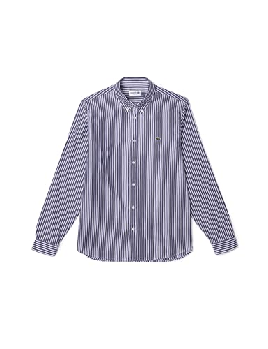 Lacoste Herren Oberhemd Langarm CH2936, Männer Hemd,Button-down,einfarbig,Regular Fit,Weiß,43 von Lacoste