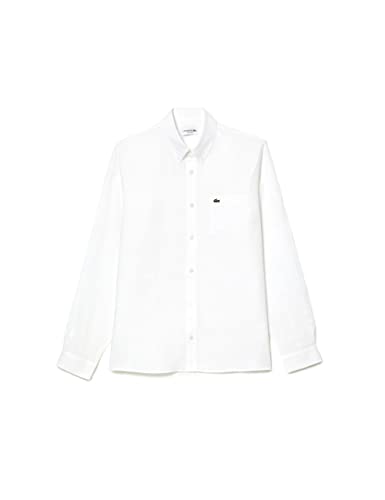 Lacoste Herren Oberhemd Langarm CH5692, Männer Hemd,Button-down,einfarbig,Regular Fit,Weiß,42 von Lacoste