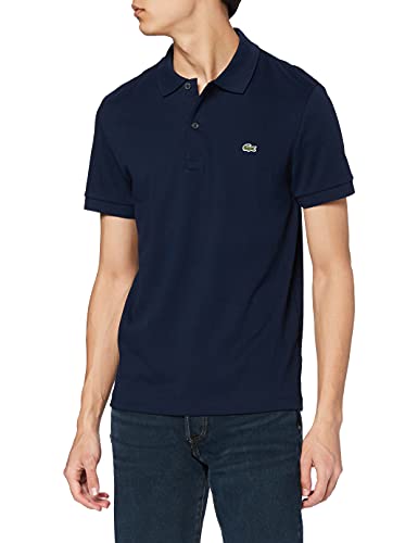 Lacoste Herren Polo-Shirt Kurzarm DH2050, Männer Polo-Hemd,2 Knopf,Regular Fit,Blau,5 (L) von Lacoste