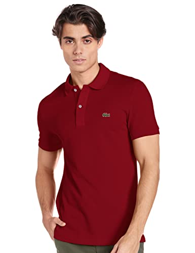 Lacoste Herren Polo-Shirt Kurzarm PH4012, Männer Polo-Hemd,2 Knopf,Slim Fit,Rot,6 von Lacoste