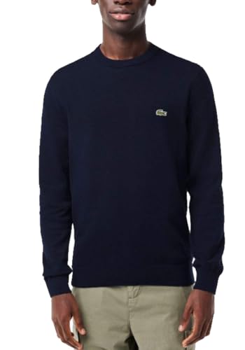Lacoste Herren Pullover Rundhals AH0128, Männer Basic Strickpulli,Regular Fit,Blau,6 (XL) von Lacoste