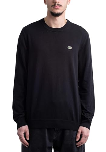 Lacoste Herren Pullover Rundhals AH0128, Männer Basic Strickpulli,Regular Fit,Schwarz,5 (L) von Lacoste