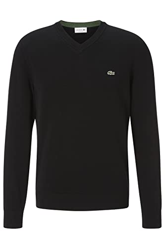 Lacoste Herren Pullover V-Ausschnitt AH2183, Männer Basic Strickpulli,Regular Fit,Schwarz,3 (S) von Lacoste