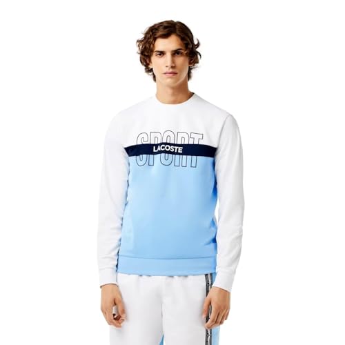 Lacoste Herren SH1083 Sweatshirt, Blanc/Marine-Panorama, S von Lacoste